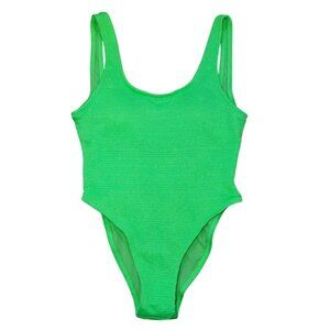 Mosmann Australia XS Neon Green Textured One Piece High Cut Scoop Back Swim.
